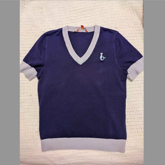 Modcloth Short-sleeve Cat Mermaid Purple Sweater Medium - Picture 3 of 4